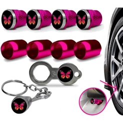 Tampa Válvula Pneu Rosa Borboleta Antifurto Feminina Carro Moto Bike Bico de Pneu Personalizado