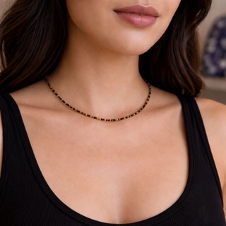 Choker de Pedras Naturais Multifacetadas | Colar Minimalista Feminino | Elegante e Energético em Oferta na Shopee