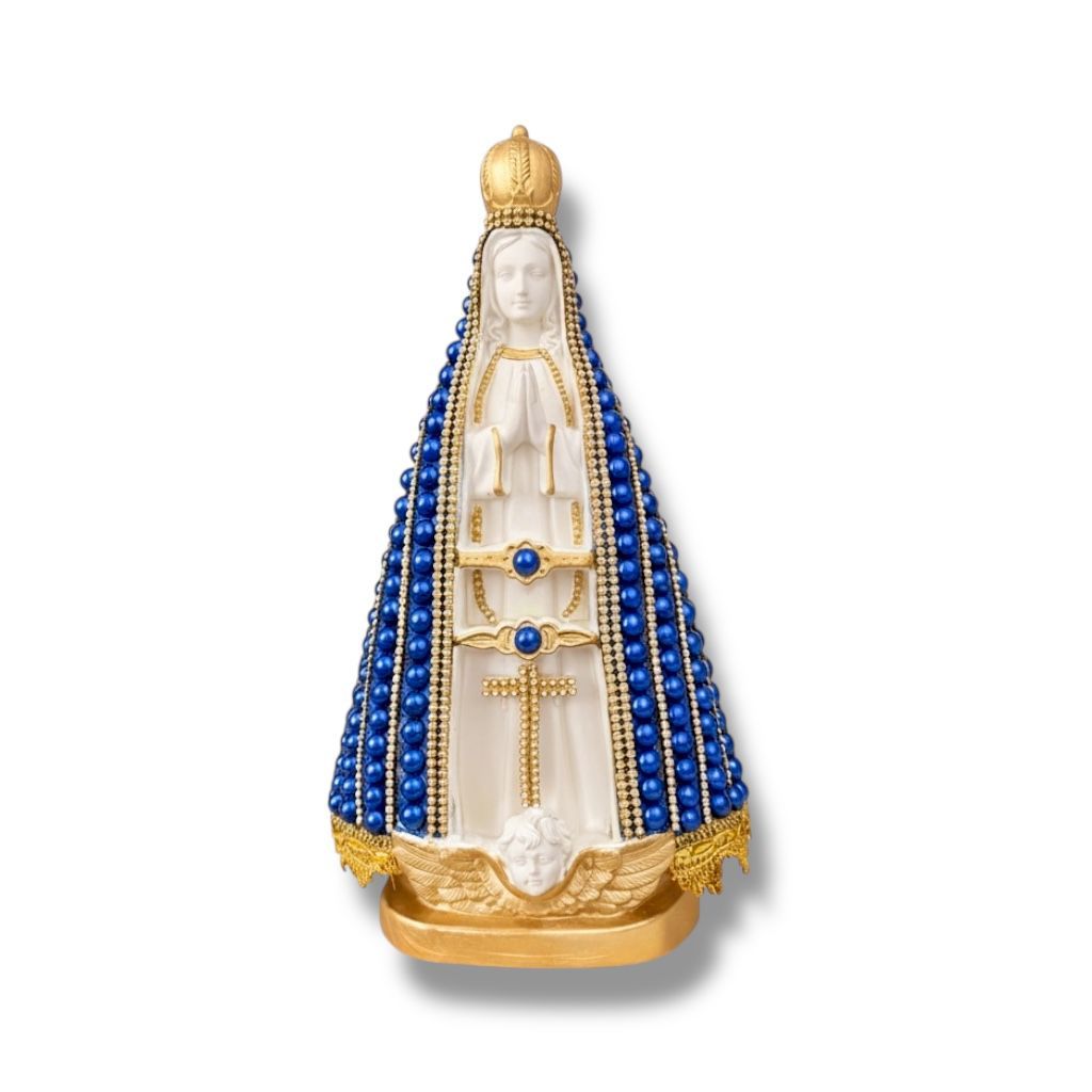 Imagem Nossa Senhora Aparecida 30cm Pérola Azul Casamento Batizado