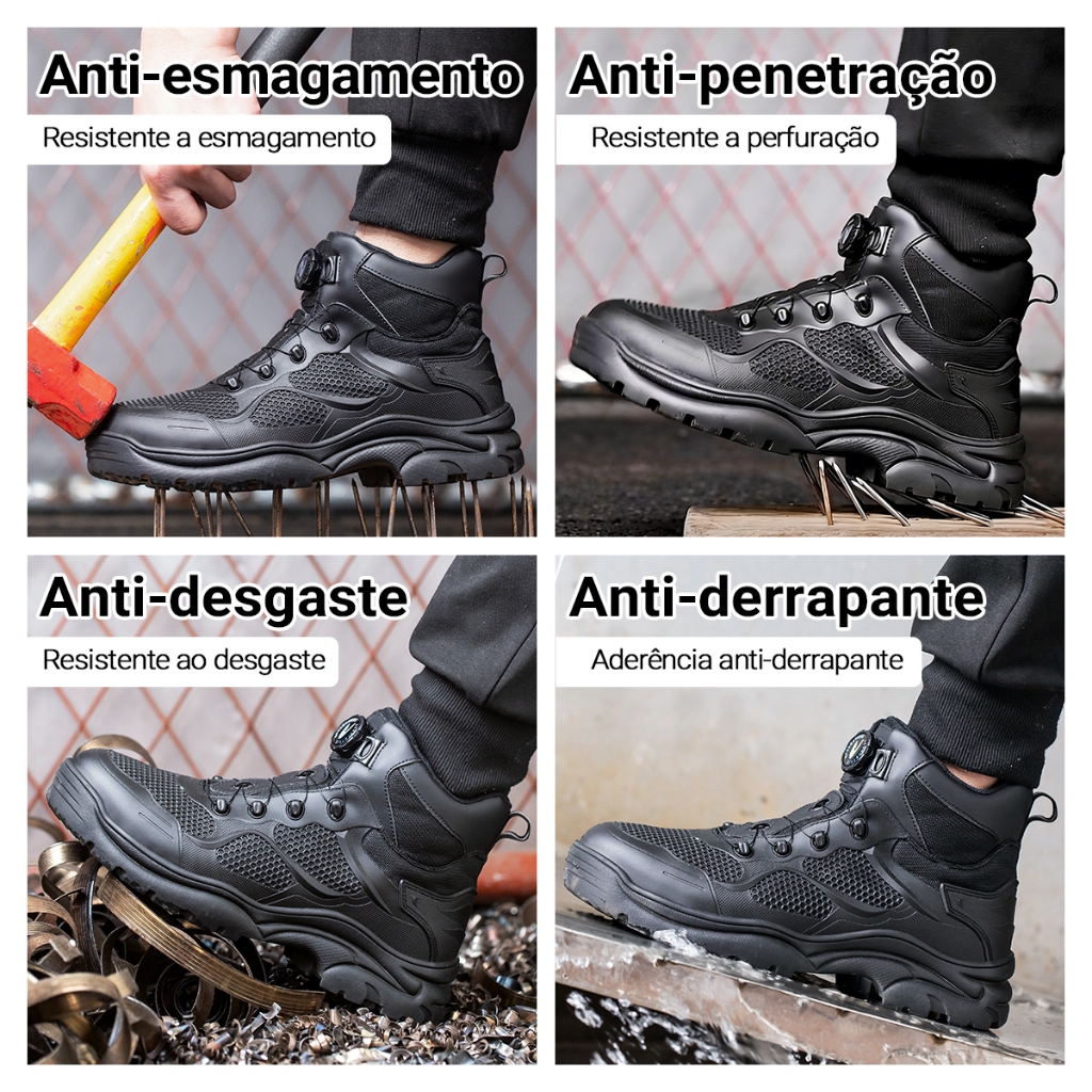 Botas de Trabalho e Botas de Proteção com Biqueira de Aço, Antiderrapantes, Sapatos de Trabalho para Fábrica, Fazenda — imagem 2 de 2