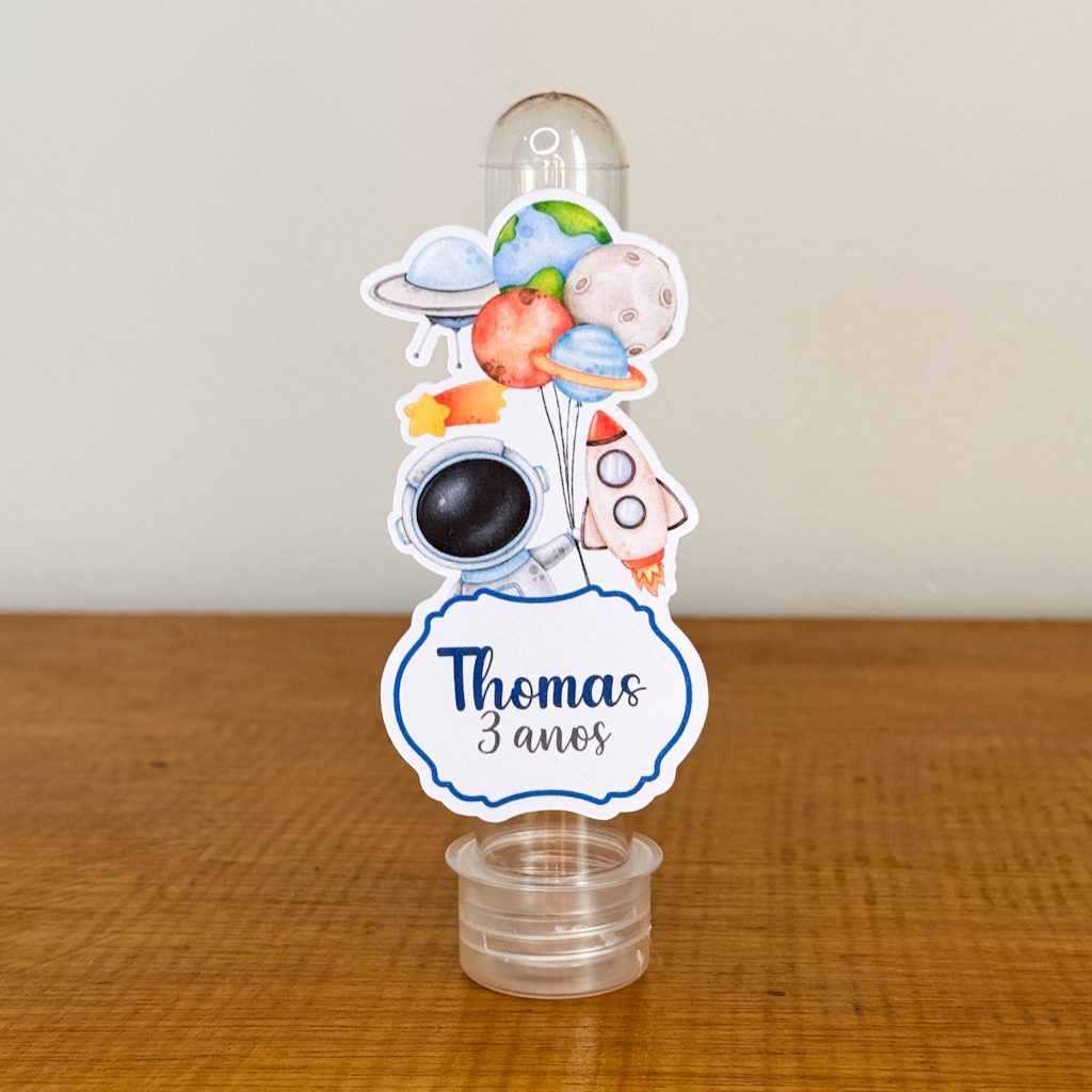 10-50 Aplique Tubete Personalizado - Kit Festa - Aniversário - Lembrancinha - Astronauta | ENVIO IMEDIATO