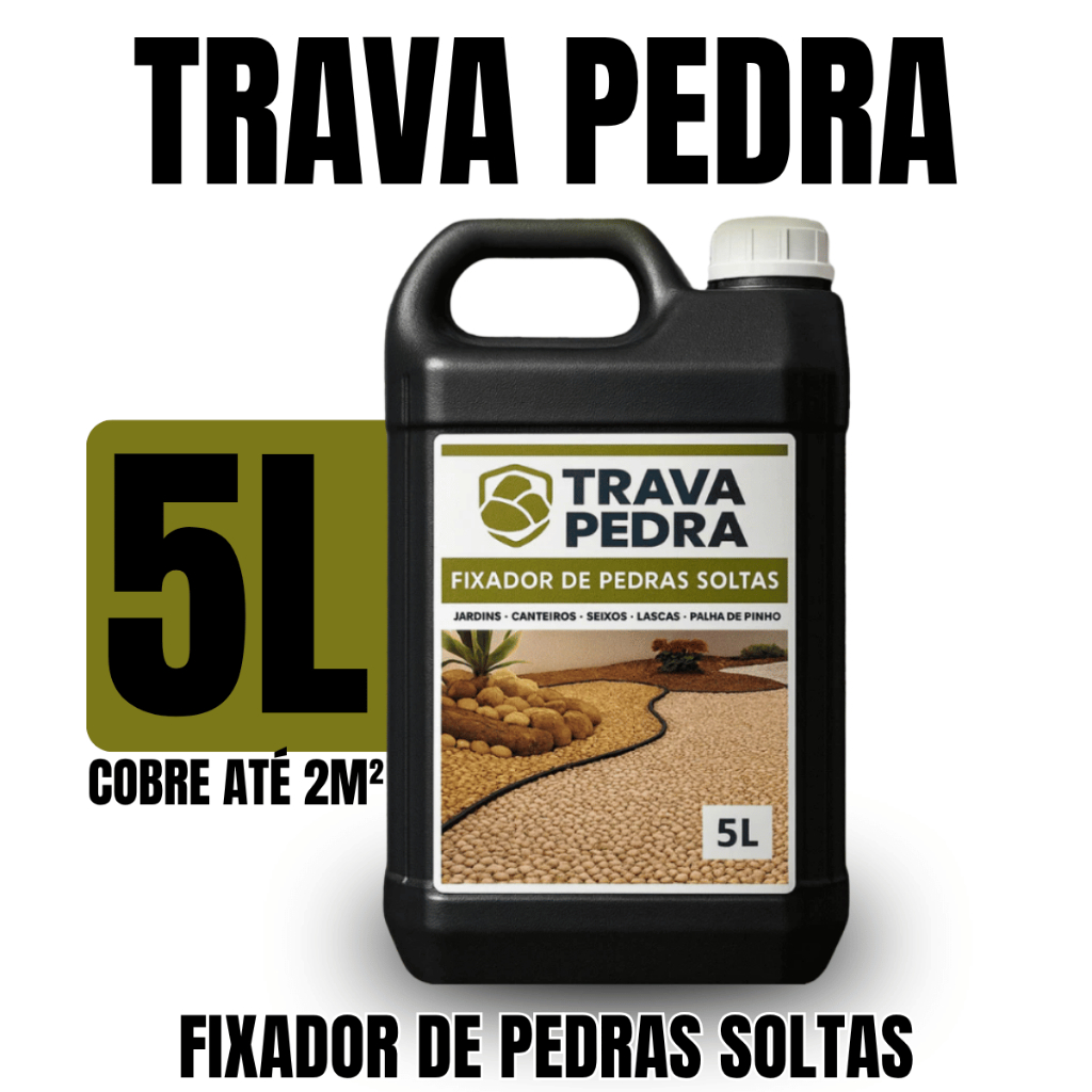 Fixador de Cascalho e Pedras 5L Incolor Alta Fixação Uso Externo Jardim Decorativo Profissional