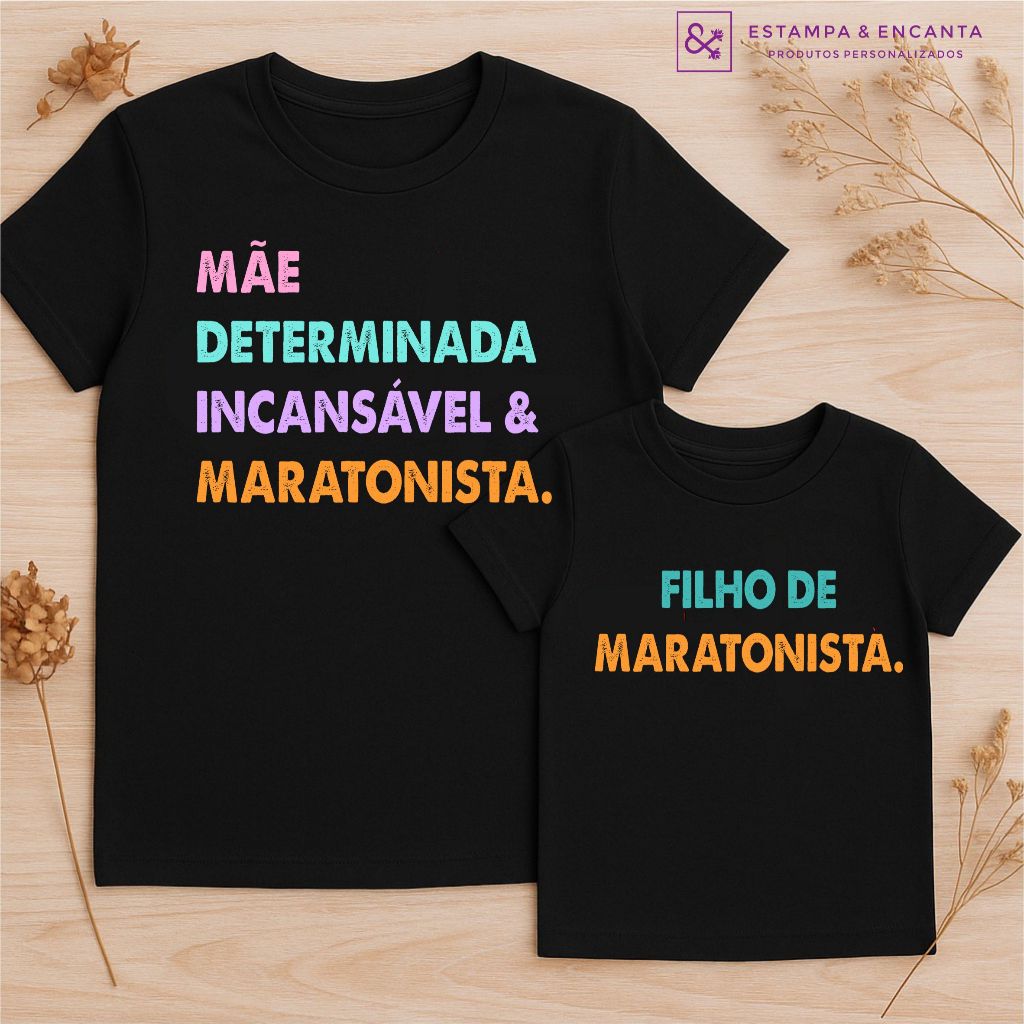 Kit Camiseta Mãe e Filho Blusa Mãe Maratonista Camisa Combinando Tal Mãe Tal Filha Presente Criativo