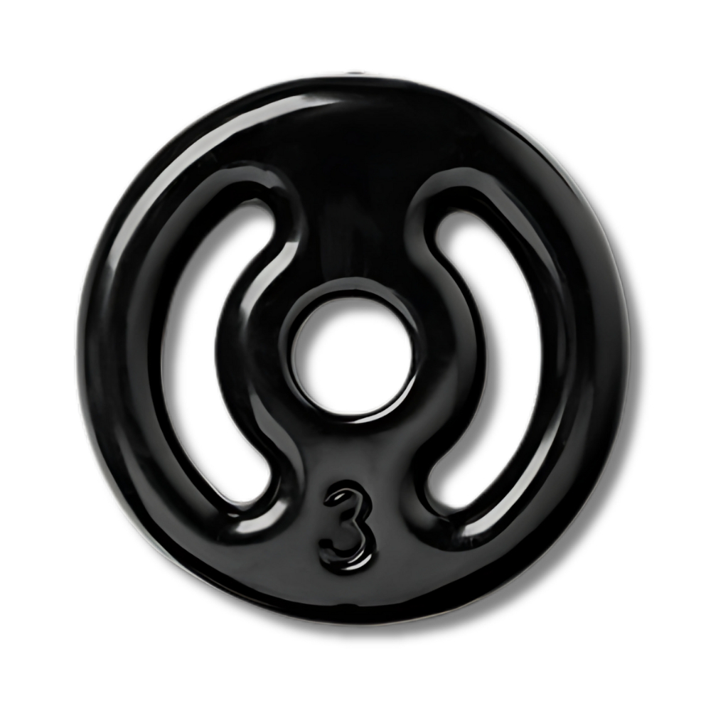 ANILHA 3KG FERRO EMBORRACHADO PESO ACADEMIA MUSCULAÇÃO BARRA FITNESS TREINO FUNCIONAL PILATES FISIOTERAPIA PRETO