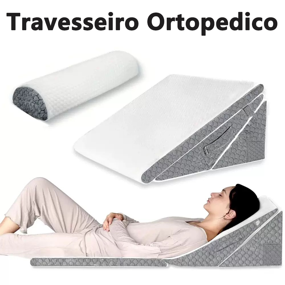Travesseiro Ortopédico Espuma de Memória Apoio Lombar Cervical Almofada Triangular Inclinado em Oferta na Shopee
