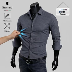 BROSSARD Camisa Social Masculina Slim Premium - Blusa do Brasil Roupa Trabalho Não Amassa Estilosas