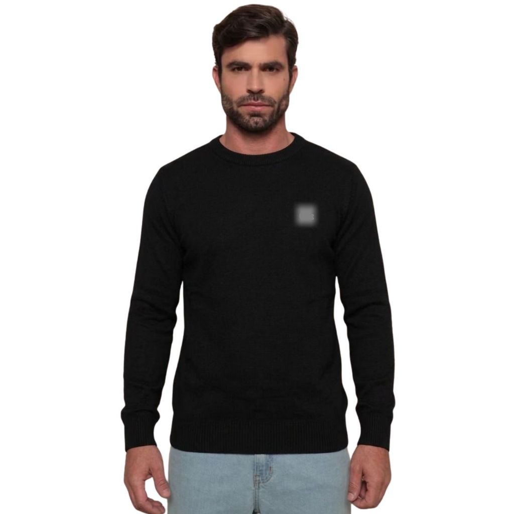 Suéter Masculino Tricot Malha Alta Qualidade Gola Redonda