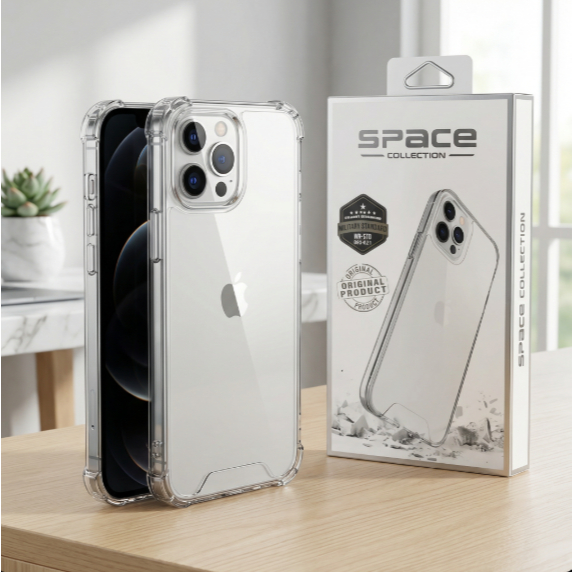 Capa Capinha Space Transparente Anti Impacto Apple para IPhone 13 7 8 Plus Xr 11 12 14 15 16 16E 17 Pro Max Xr Air