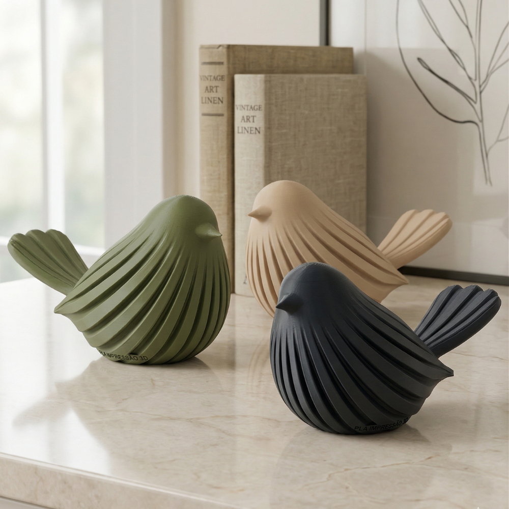 Passarinhos Decorativos 3D Par ou Unidade - Enfeite Minimalista Escandinavo Para Sala Rack E Prateleira