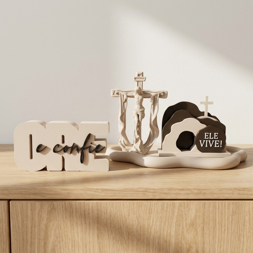 Kit Decoração de Páscoa e Quaresma - Sepulcro, Crucifixo, Jesus Cruz - Minimalista ELE VIVE! em Oferta na Shopee