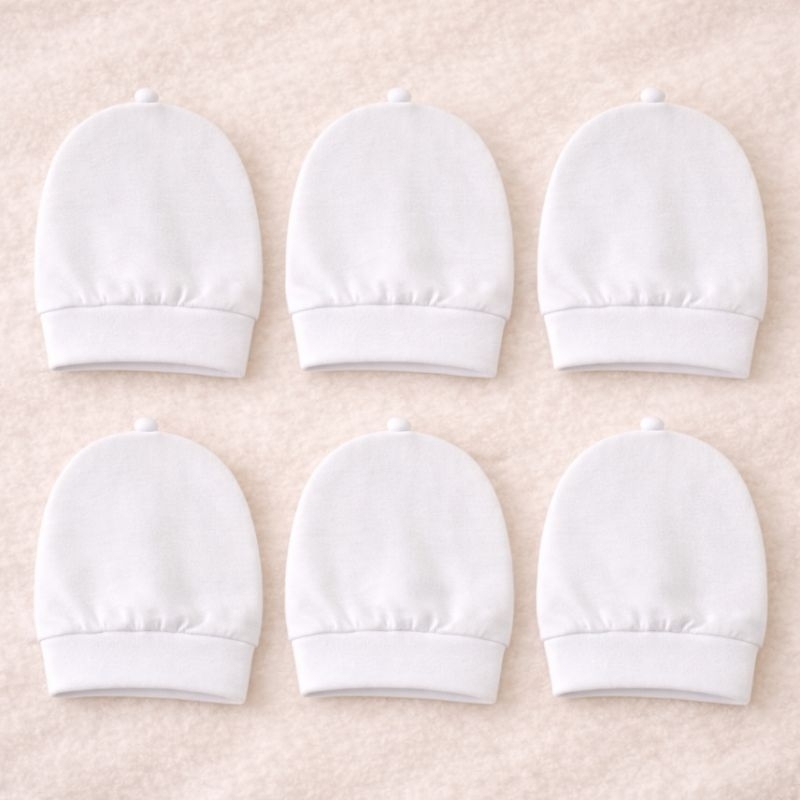 KIT 6 GORROS MATERNIDADE BEBÊ RECÉM NASCIDO NA COR BRANCA MALHA 100% ALGODÃO - SAÍDA DE MATERNIDADE