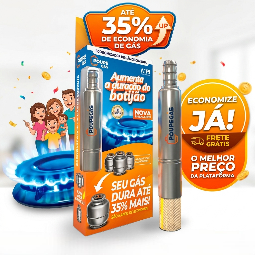 Economizador de Gás Para Fogão Residencial Poupegas Original - Economia de Até 35% no Botijão GLP