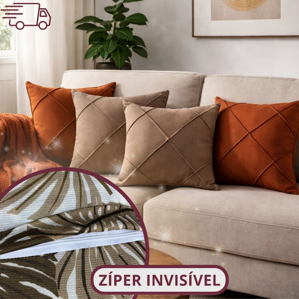 Kit 4 Capas de Almofada Suede Drapeada 45x45cm Decoração em Oferta na Shopee