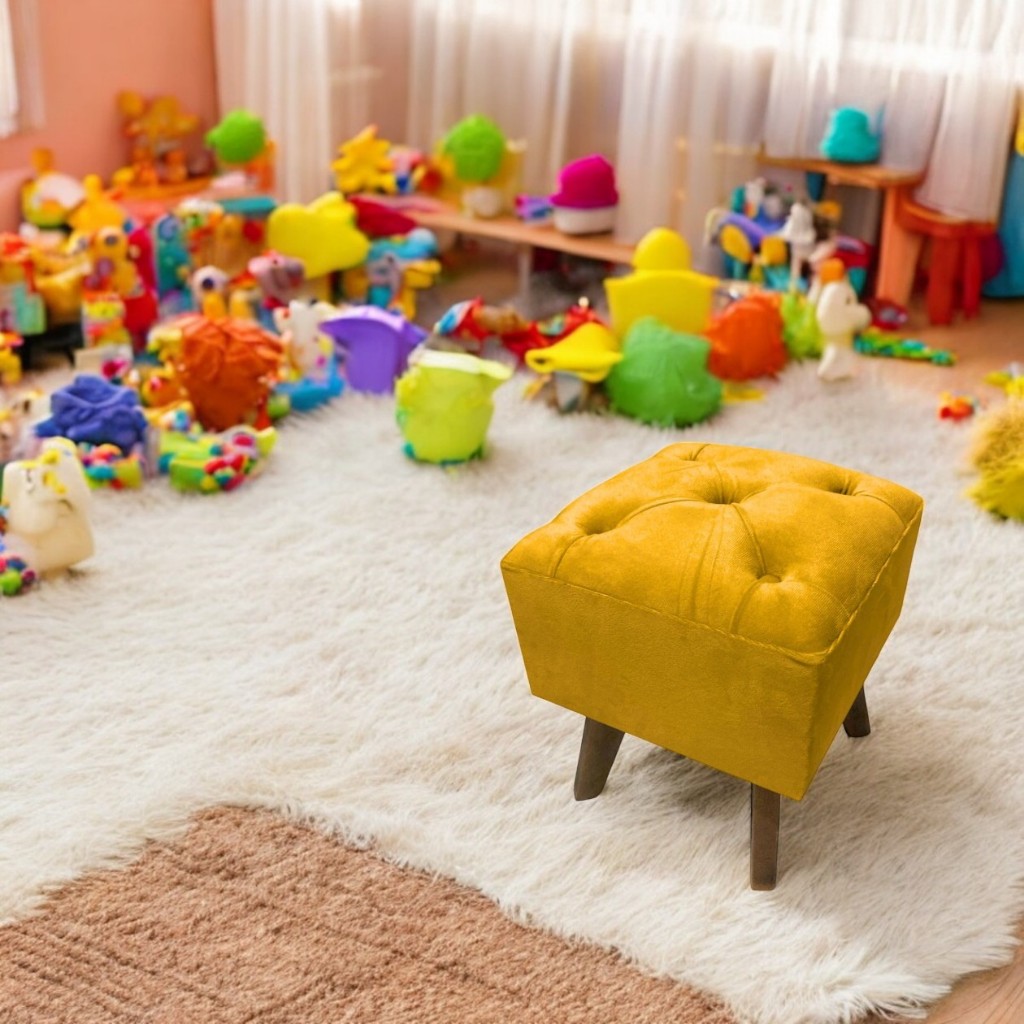 Puff Infantil PEQUENO Mini Puff Quadrado Para Criança Banqueta Capitonê
