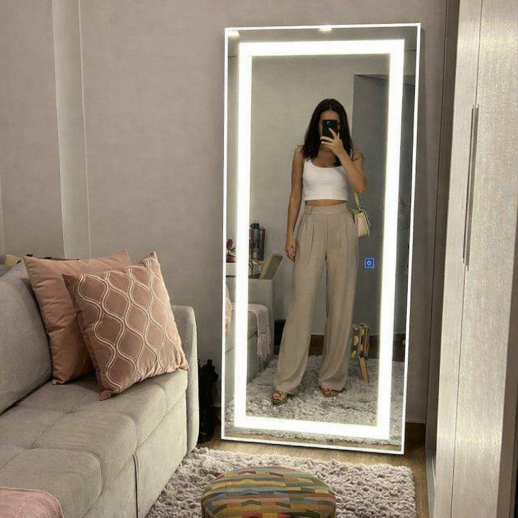 Espelho Led Retangular 120×70 com Touch Jateado Decoração Moderna para Casa e Loja