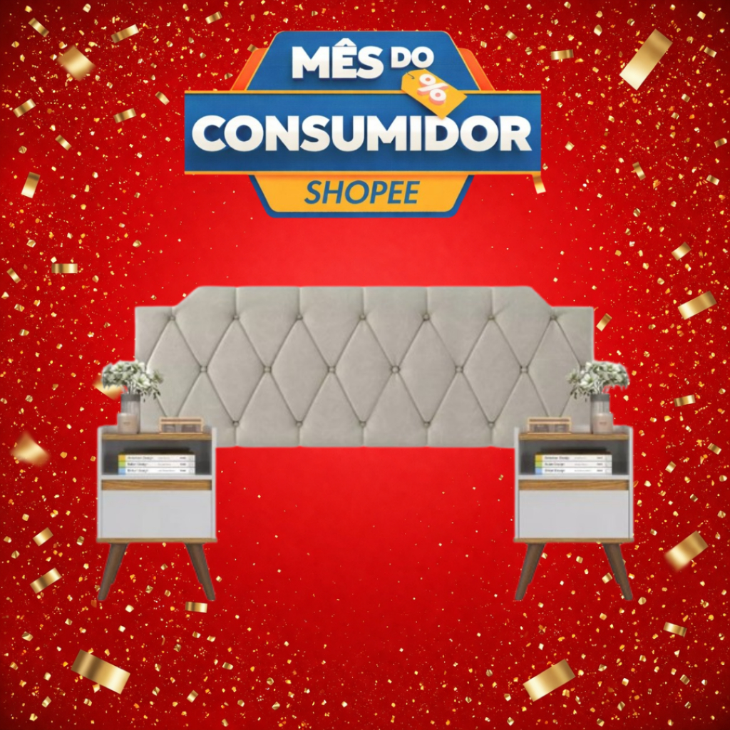 Conjunto Mesa De Cab Com Gaveta + Cabeceira Estofada Box Para Cama Queen