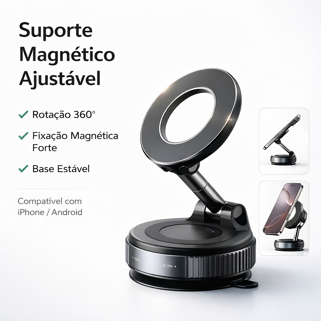 360° Suporte Magnético Forte para Celular Carro Ajustável