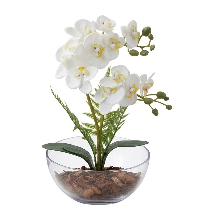Planta Artificial Arranjo de Orquídeas Vaso Lua Decoração