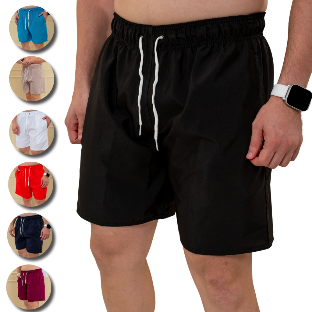 Short Tactel Masculino Bermuda Para Treino, Academia, Praia e Casual Com Elastano Reforçado 3 Bolso