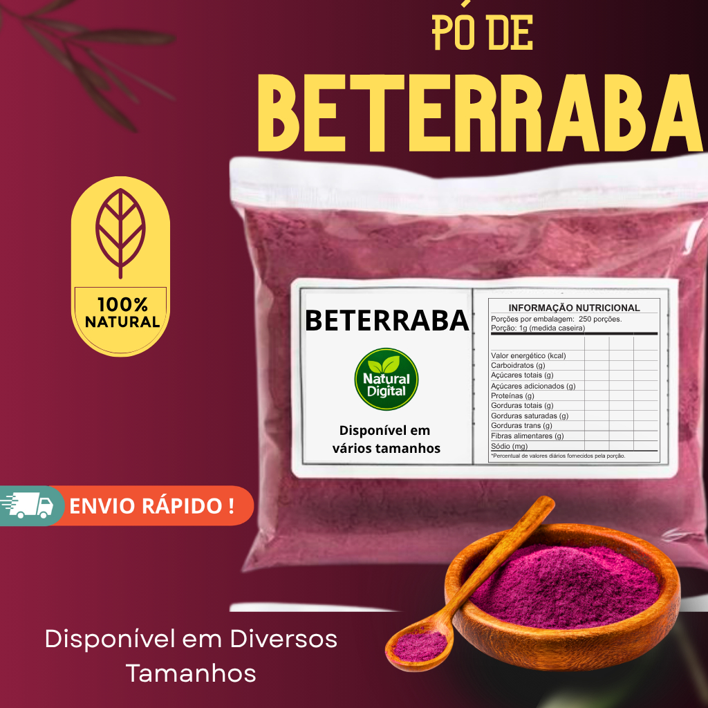 Farinha de Beterraba Premium – 1 kg / 500 gramas / 250 gramas / 100 gramas – 100% Natural