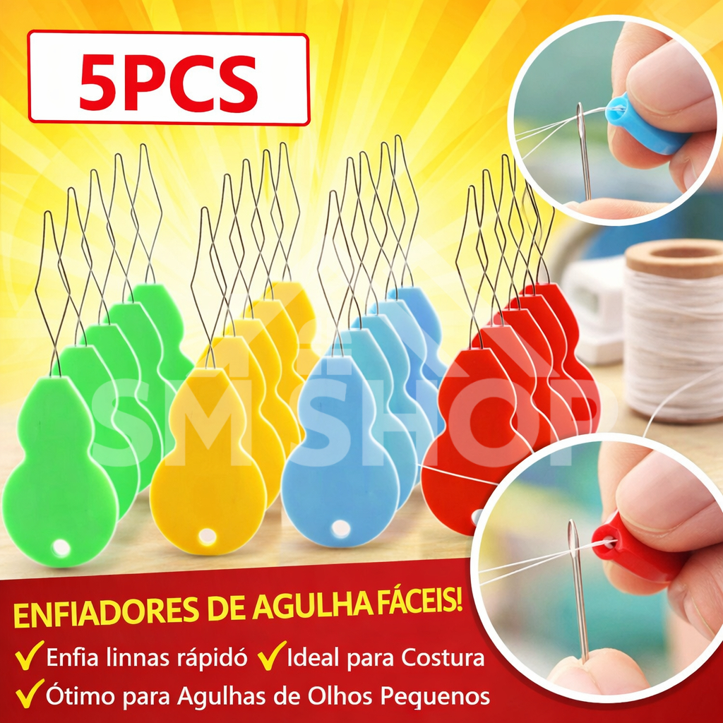 Passador Enfiador para Agulha 5cm - Kit com 5 Unidades | Costura Fácil e Rápida