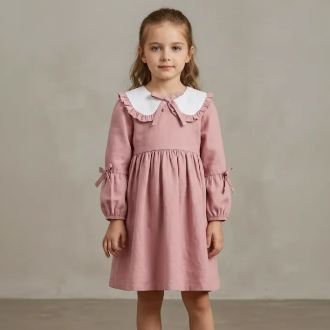 Vestido Menina Infantil Vintage Manga Longa Gola Boneca em Oferta na Shopee