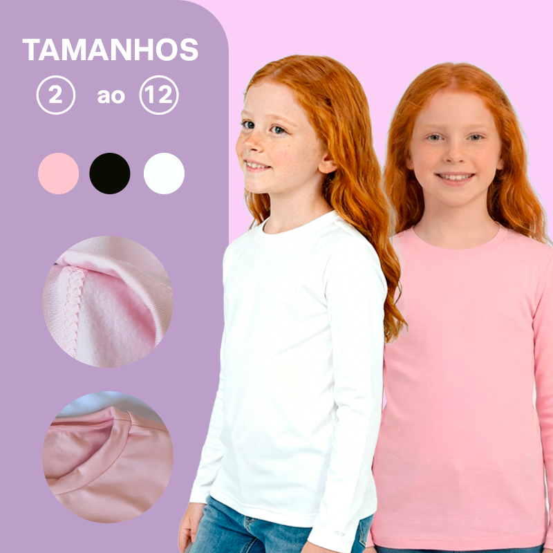 Kit de Blusas Térmicas Peluciadas Segunda Pele Manga Longa Infantil Menina em Oferta na Shopee