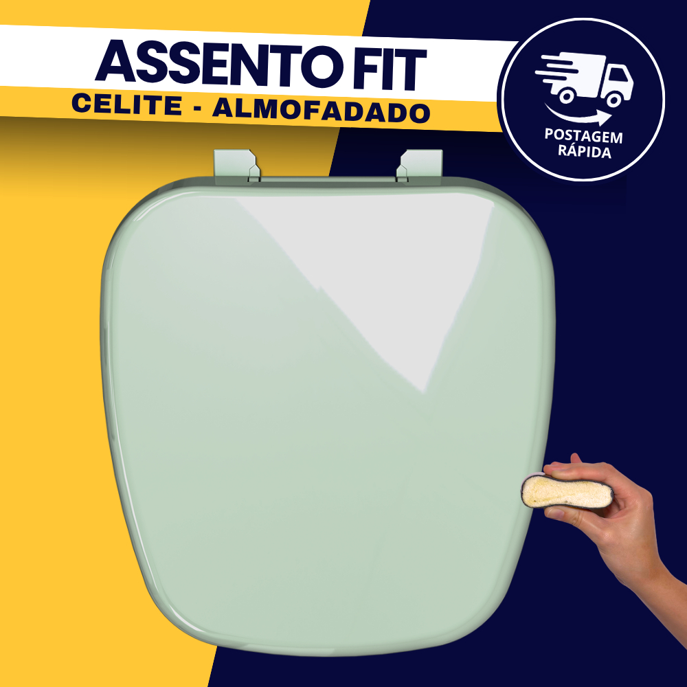 Tampa Assento Para Vaso Sanitário Almofadado Verde Água Luxo Fit Celite Durín