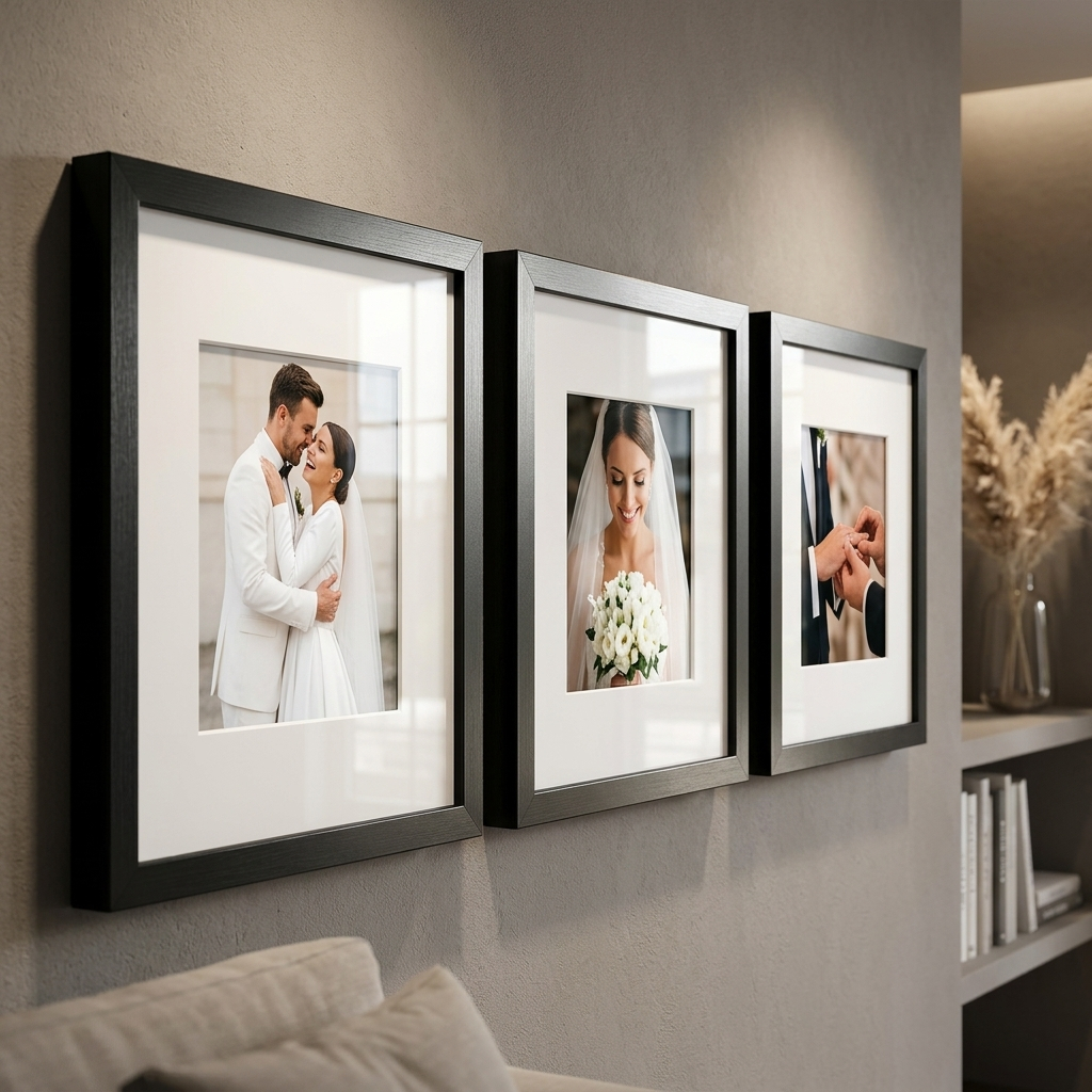 kit 3 quadros decorativos moldura fotográfica 23x23cm moldura com paspatur foto 10x15 em Oferta na Shopee