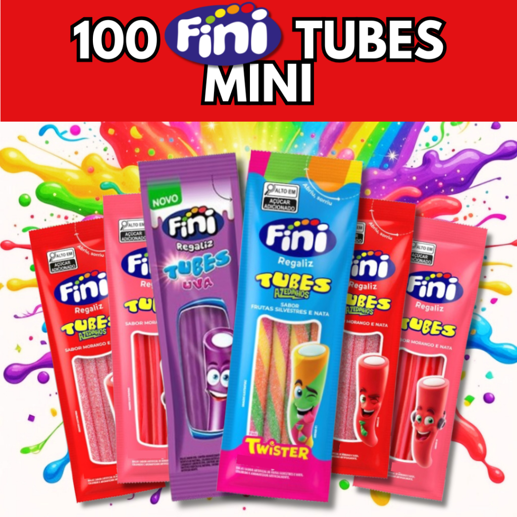 Mix 100 Bala Fini Mini Tubes Regaliz Sortidos