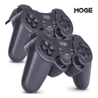 Kit 2 Controles Joystick USB para PC | Vibração | Plug & Play | Compatível Windows e Linux