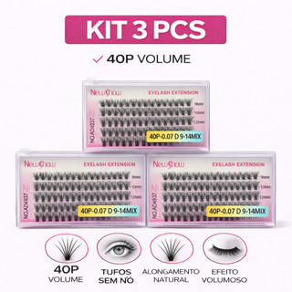 New Show Kit 3 Caixas Cílios Tufos 20P/30P/40P/50P Volume Brasileiro Alongamento Natural …