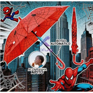 Guarda Chuva Infantil Homem-Aranha Automático Reforçado com Apito Sombrinha Criança Anti Vento em Oferta na Shopee