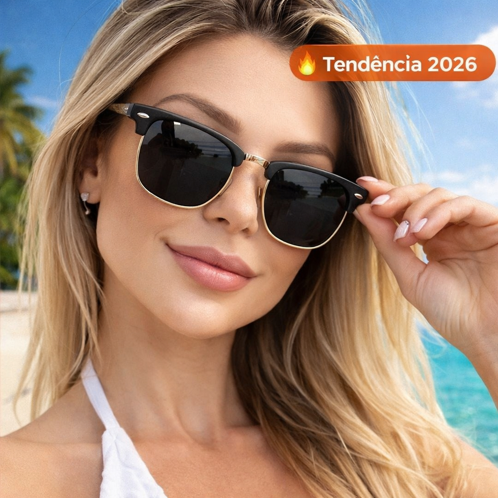 Óculos de Sol Feminino Club Quadrado Estiloso Mulher Moderna Estilosa Protecao Uv400