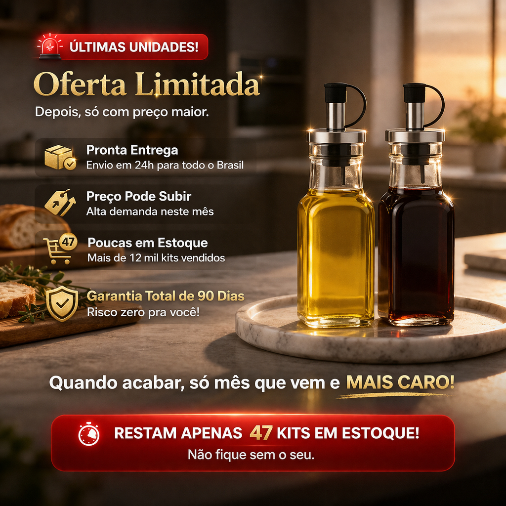 Kit Azeite Vinagre Maison Gourmet Élégance 250ml Vidro Premium Anti Vazamento Porta Azeite Elegante Cozinha Organizada