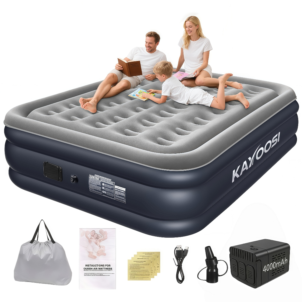 Colchão Inflável Queen Casal KAYOOSI Elétrico 203x152x40cm com Bomba Embutida Cama De Campanha