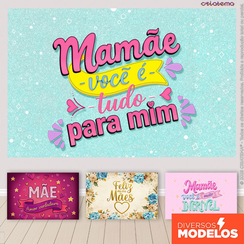 Painel Decoração Dia Das Mães Retangular Horizontal Sublimado 3D Em Tecido