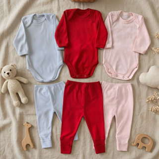 Kit 6 Peças Body Manga Longa e Mijão | Conjunto Body e Mijão para Bebê | RN, P, M e G em Oferta na Shopee