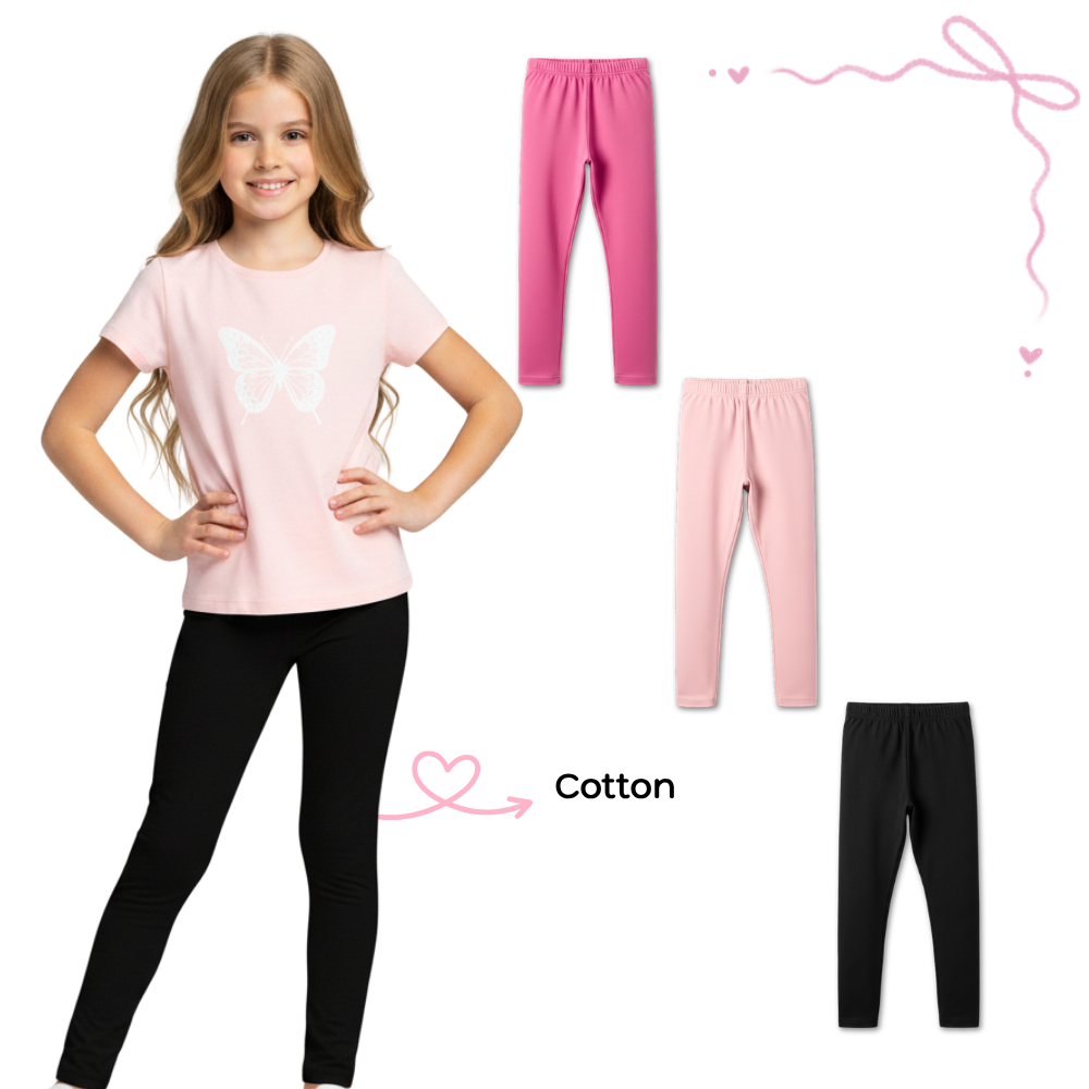 Kit 3 Calças Legging para Menina Moda Infantil Confortáveis e Estilosas Cores Sortidas em Cotton