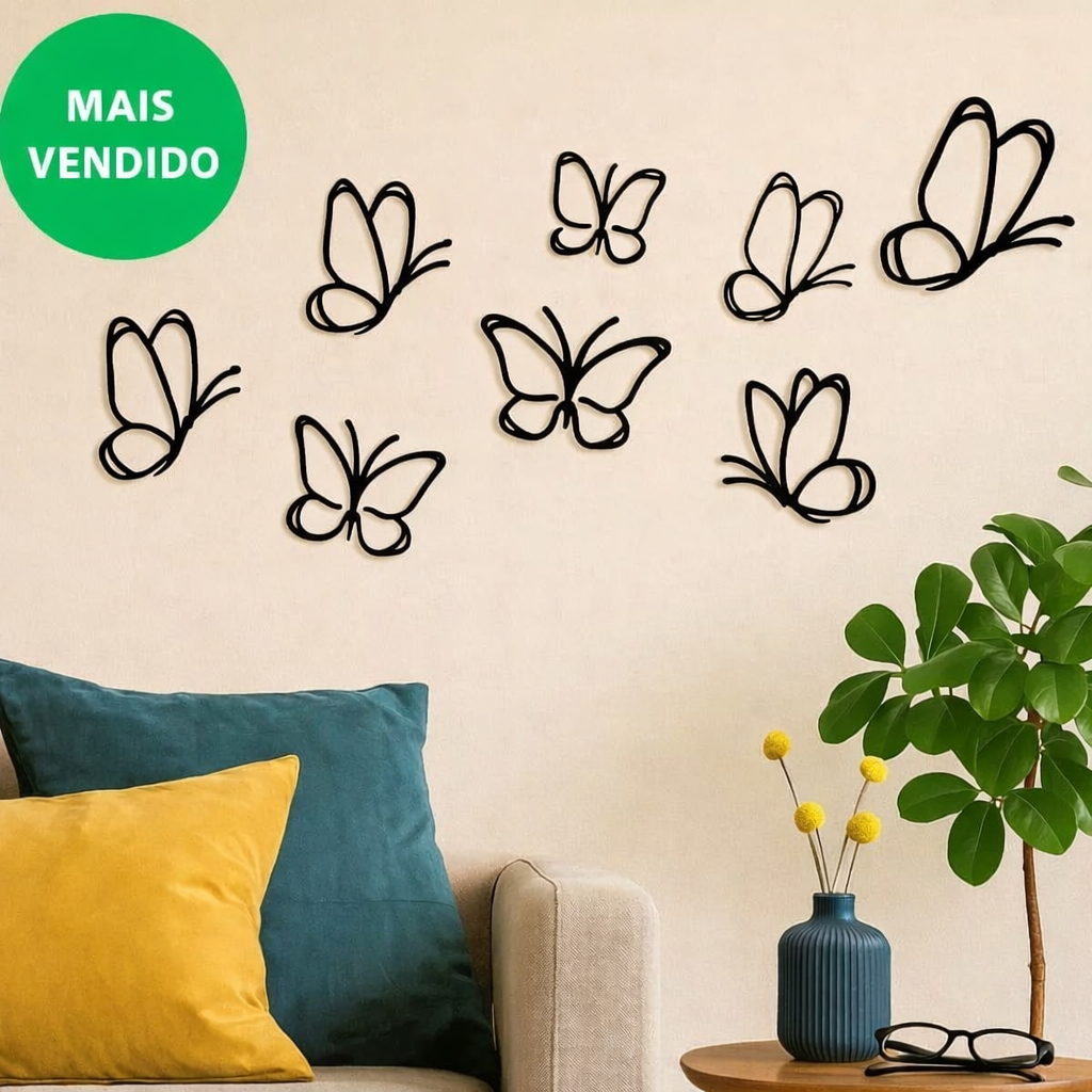 Quadro Borboletas Mini aplique De parede Delicadas Decorativa MDF 3mm Decoração para sala Cabeceira