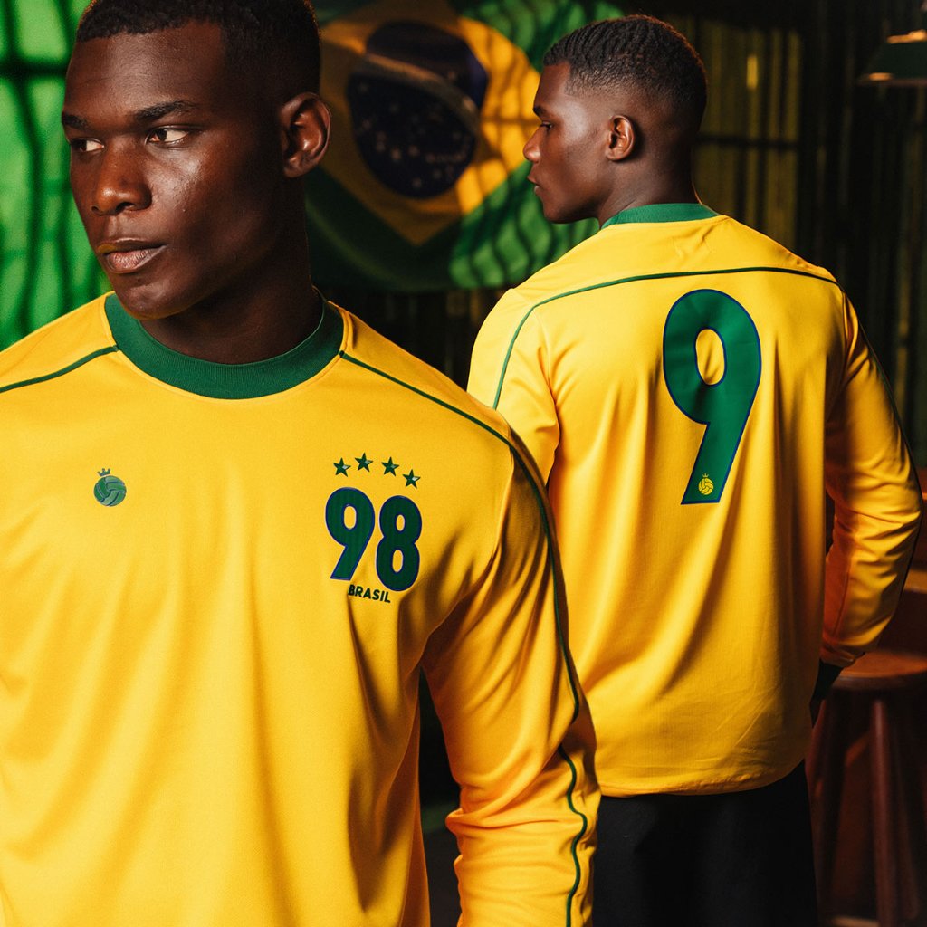Camisa Brasil 1998 Retrô Manga Longa Masculina em Oferta na Shopee
