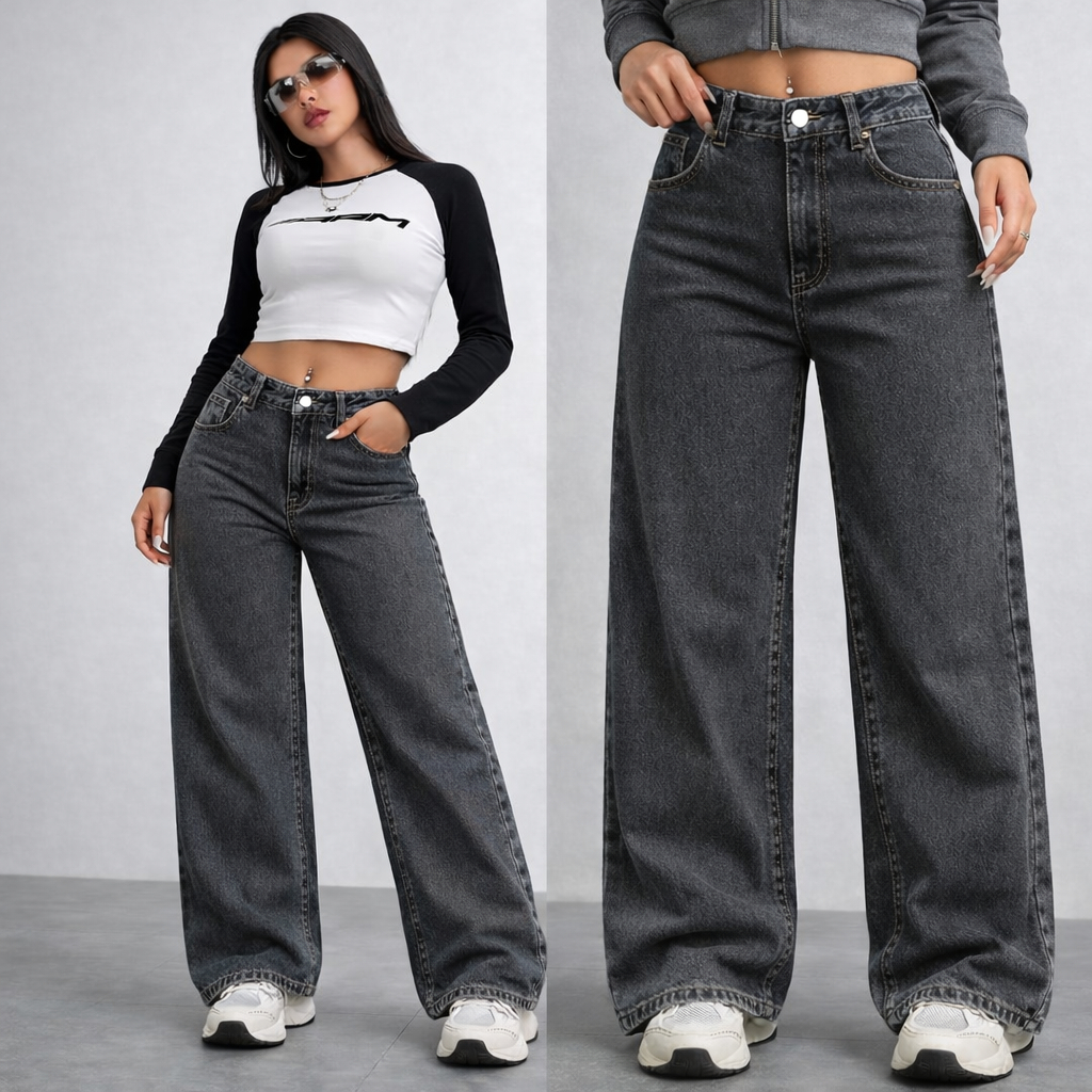 Calça Wide Leg Feminina Jeans Pantalona Afina Cintura Levanta Bumbum Casual Boca Larga Premium