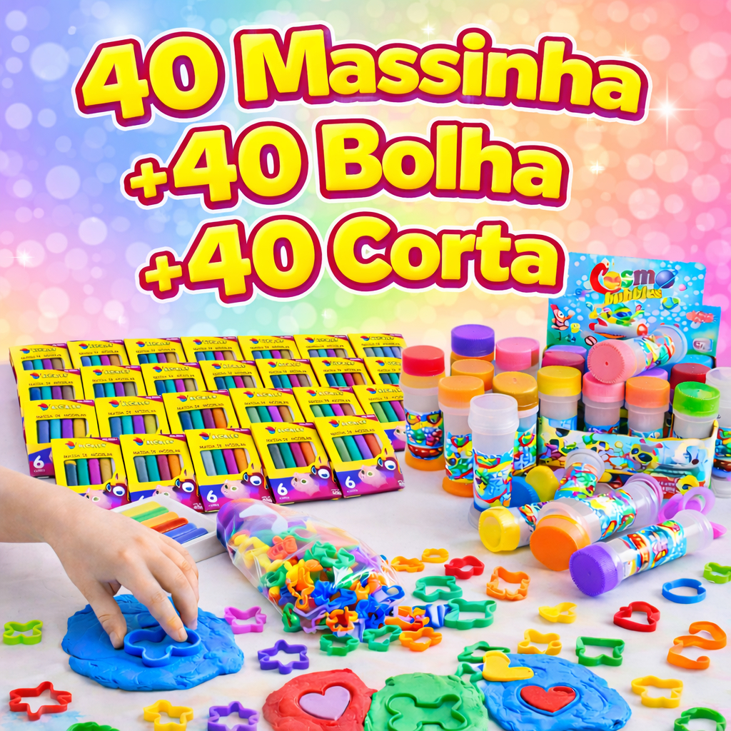40 Cx Massinha Modelar + 40 Bolha de Sabão + 40 Cortador Molde Forminha Kit Festa Lembrancinha em Oferta na Shopee