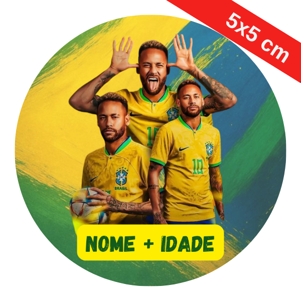 Adesivos Personalizados Aniversário Neymar com Nome + Idade - Lembrancinha Decoração Festa Infantil