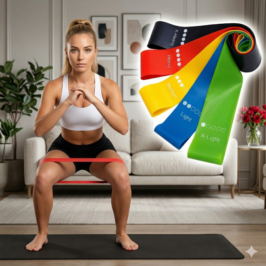 Kit 5 Mini Bands Faixa Elástica Exercícios Treino em Casa Funcional e Fisioterapia