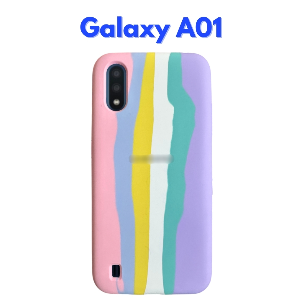 Capa Galaxy A01 Silicone Colorida Arco Iris Anti Impacto Proteção Completa Premium