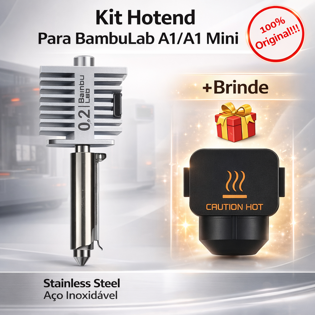 Hotend Original Para BambuLab A1/A1 Mini 0.2mm/0.4mm Aço Inoxidável