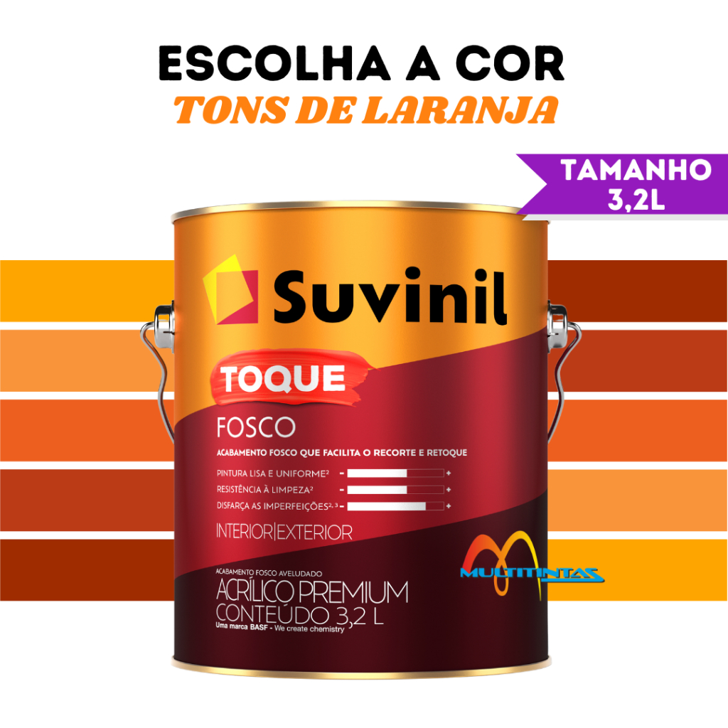 Tinta Acrílica Fosco 3,2l Tons de Laranja Parede Toque Fosco Suvinil