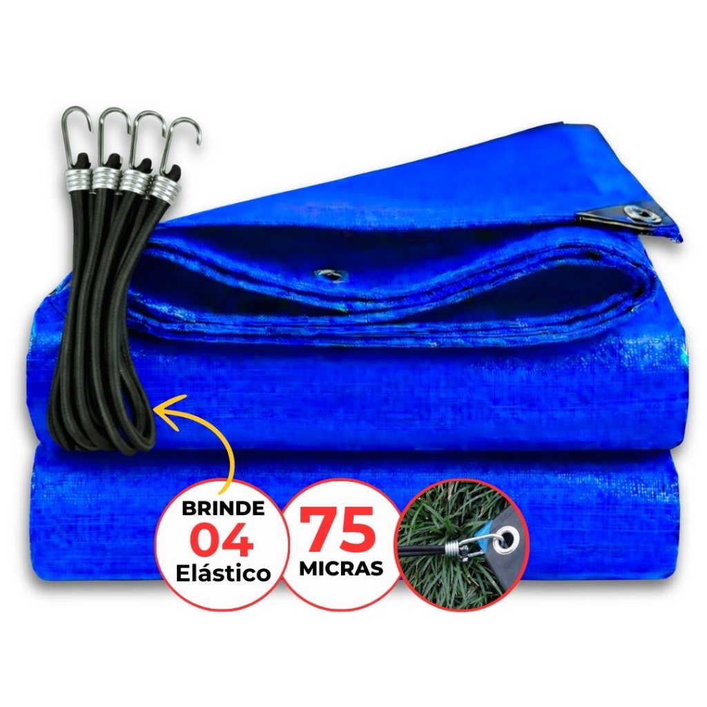 Lona 4x3 Impermeável Azul Leve Caminhão Plástica Com Kit 4 Extensor Elástico