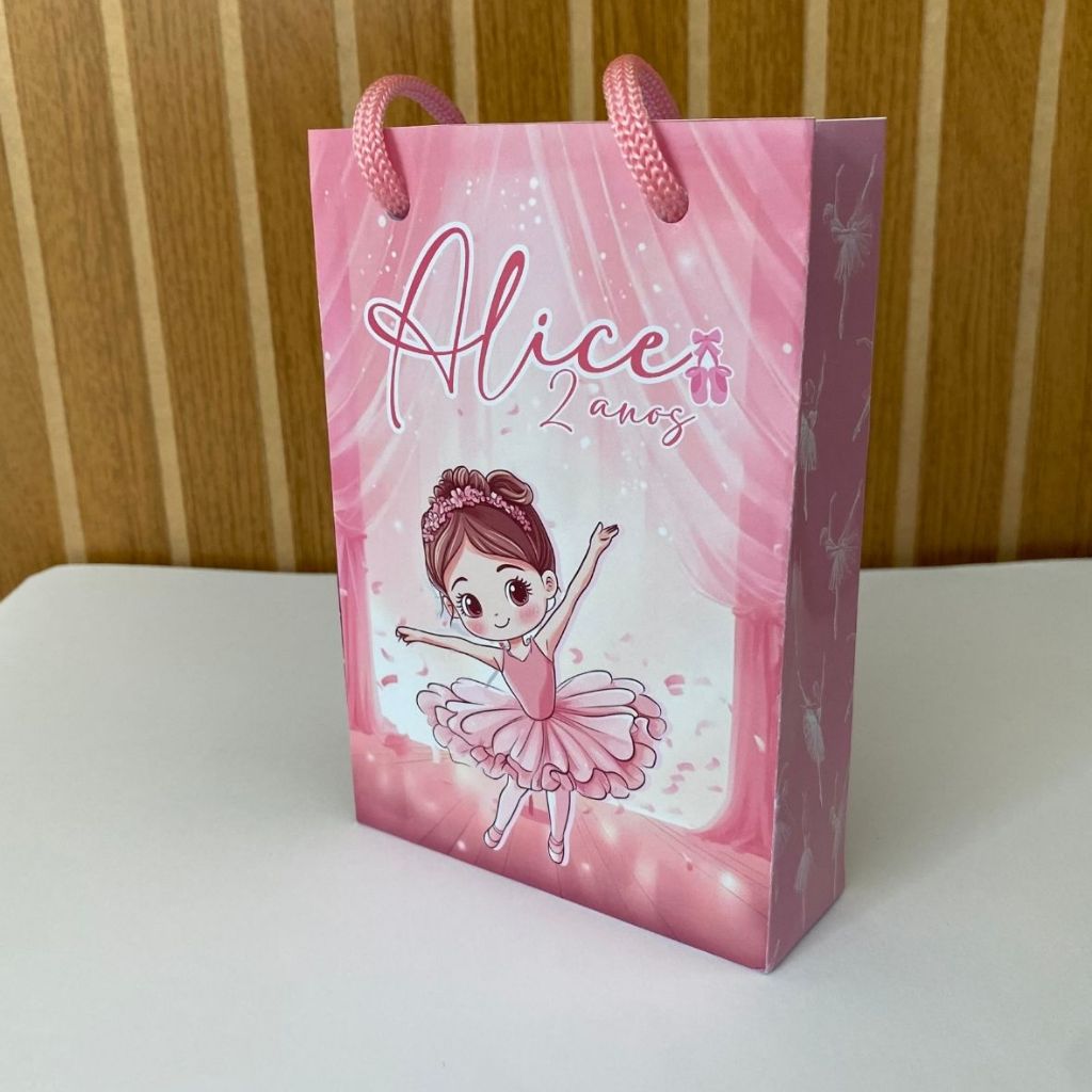 Kit Sacolinha 10|15|20 Personalizada Bailarina Festa 10x15cm | Lembrancinha, Embalagem, Kit Presente com Alça